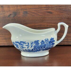 Vintage Churchill Blue Willow Gravy Boat